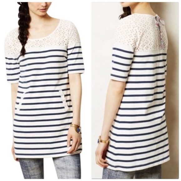 Medium Anthro Postmark Stripe & Eyelet Tunic Dress - Picture 3 of 3